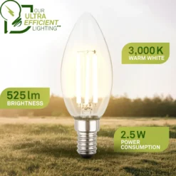 LED-lamppu kynttilä E14 2.5W kirkas 3000K 525 lm EEK A 2er