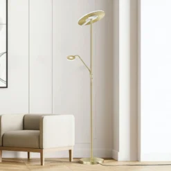 LED-lattiavalaisin Dent, messinginvärinen, 180 cm, CCT, 2-lamppuinen
