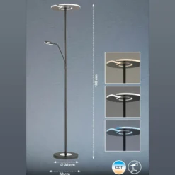 LED-lattiavalaisin Dent, musta, 180 cm, CCT, 2-valoinen