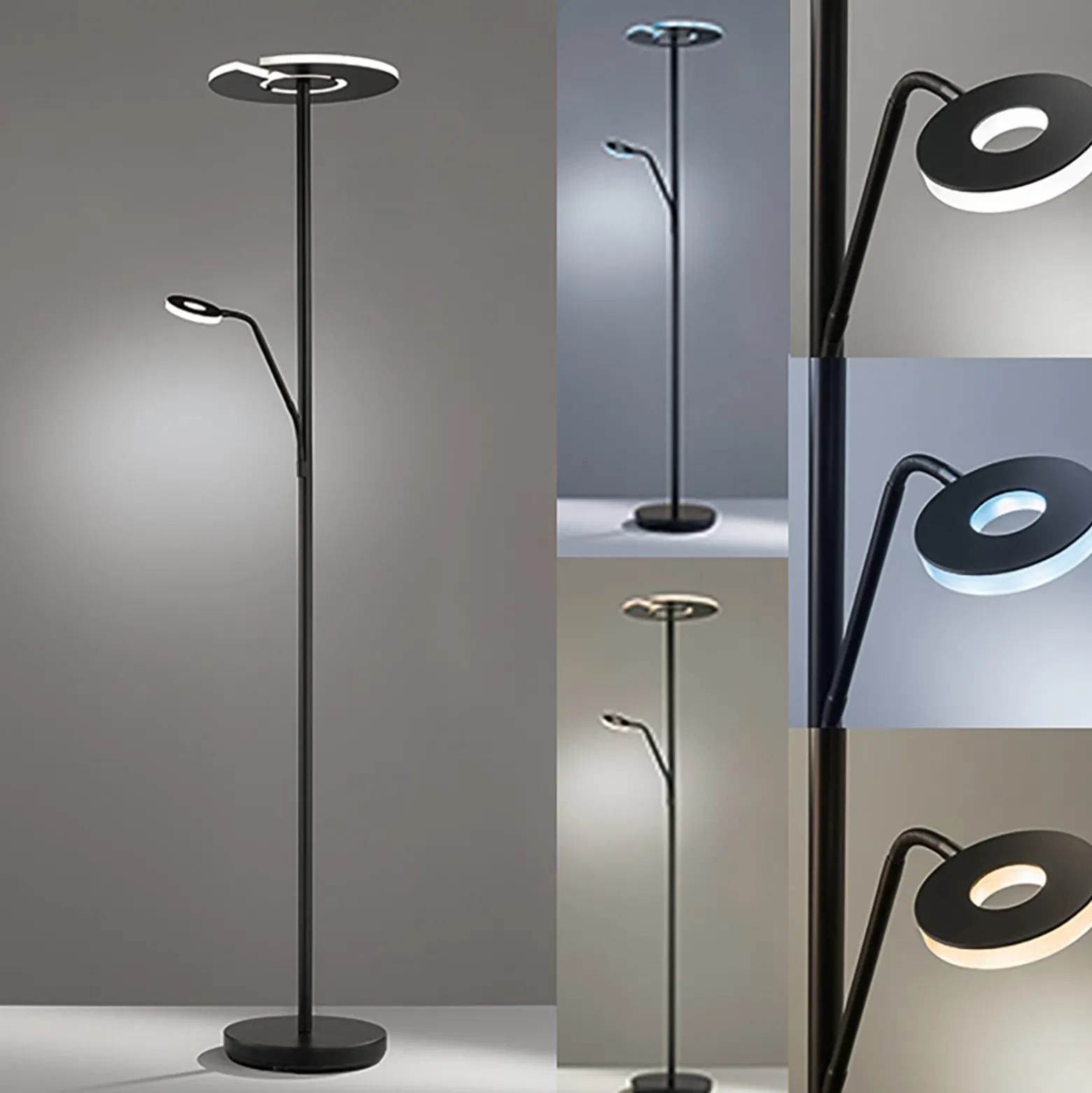 LED-lattiavalaisin Dent, musta, 180 cm, CCT, 2-valoinen