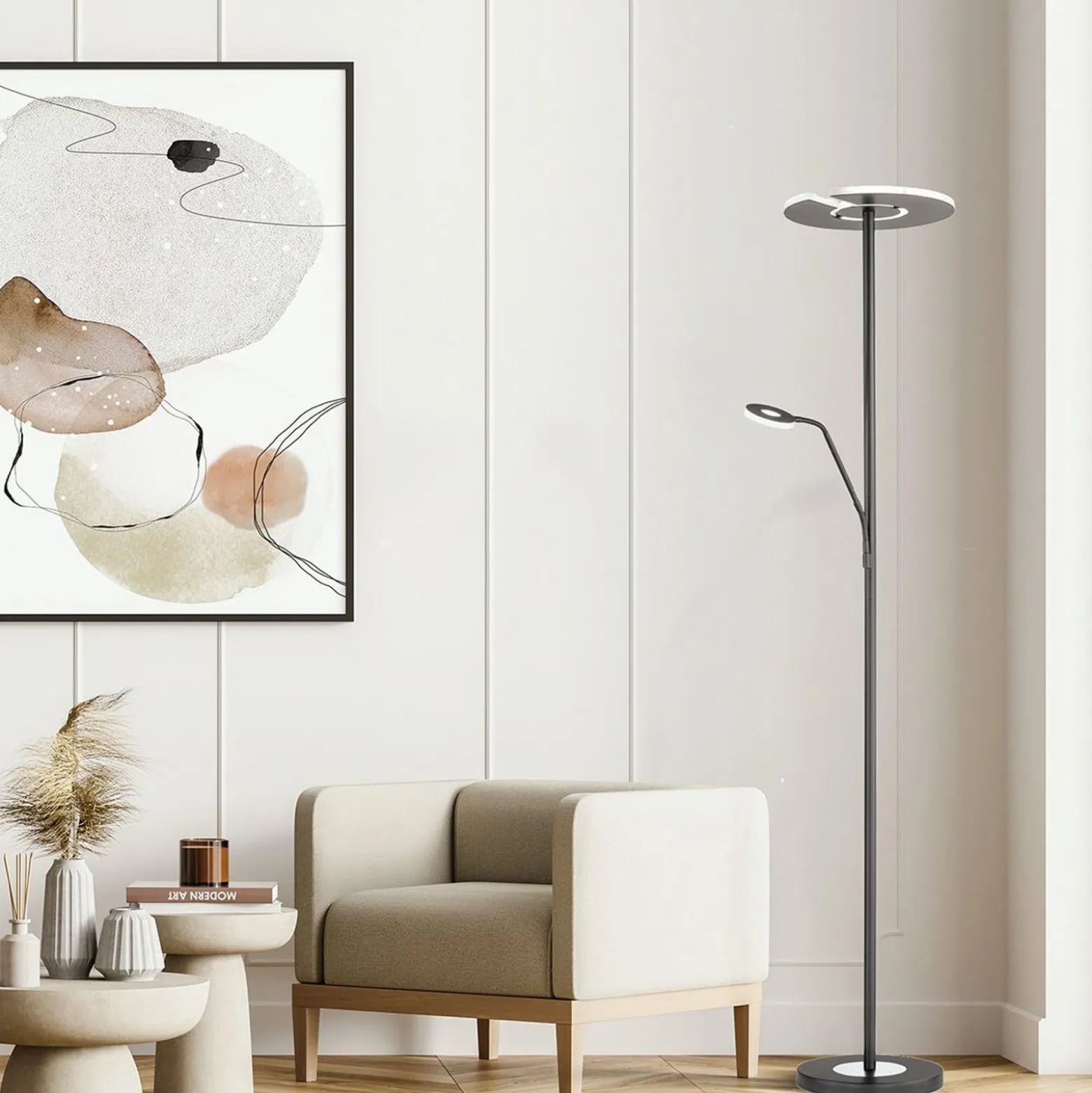 LED-lattiavalaisin Dent, musta, 180 cm, CCT, 2-valoinen