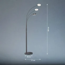 LED-lattiavalaisin Dent, musta, 185 cm, metalli, CCT, 3-valo.