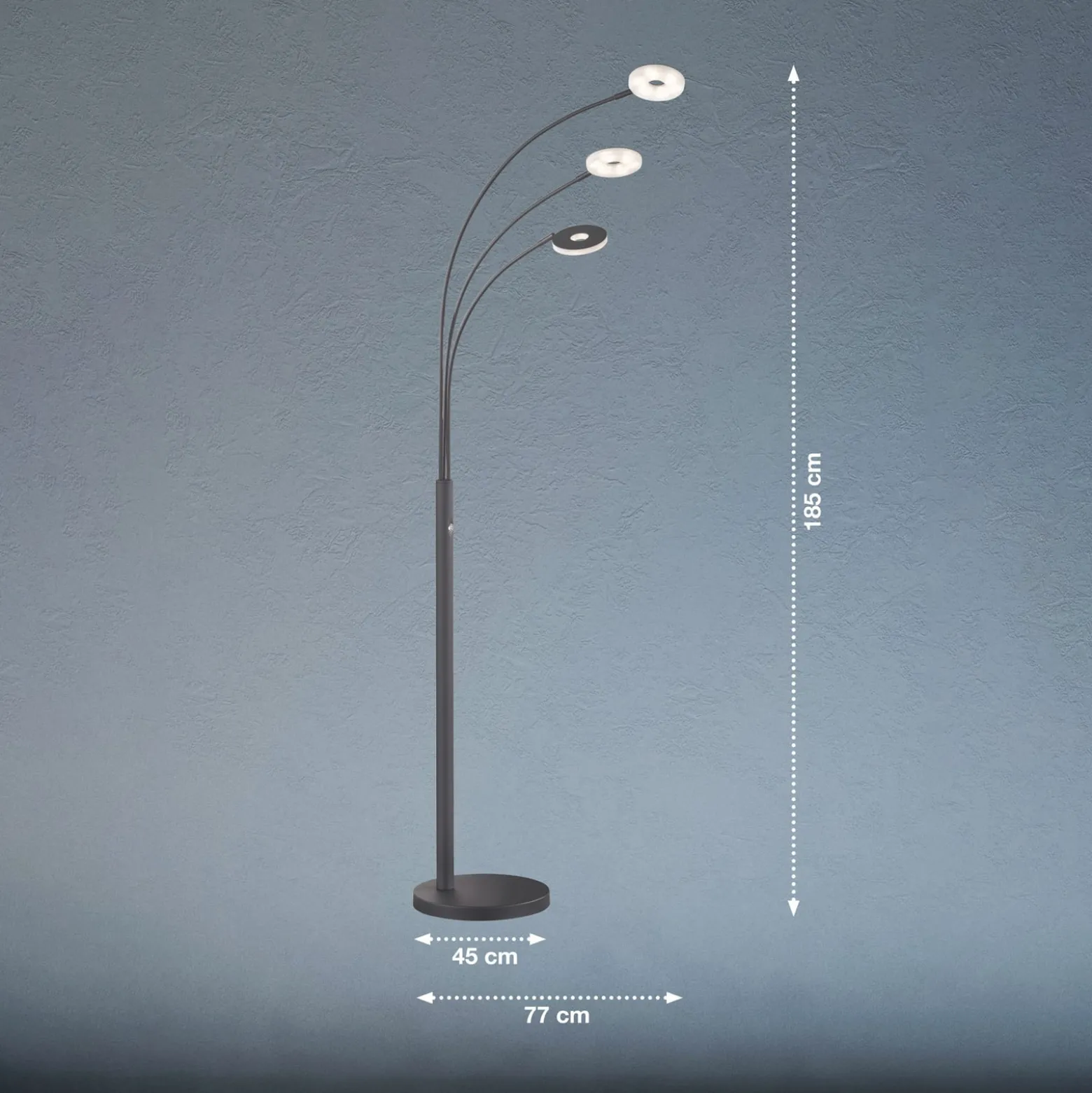 LED-lattiavalaisin Dent, musta, 185 cm, metalli, CCT, 3-valo.