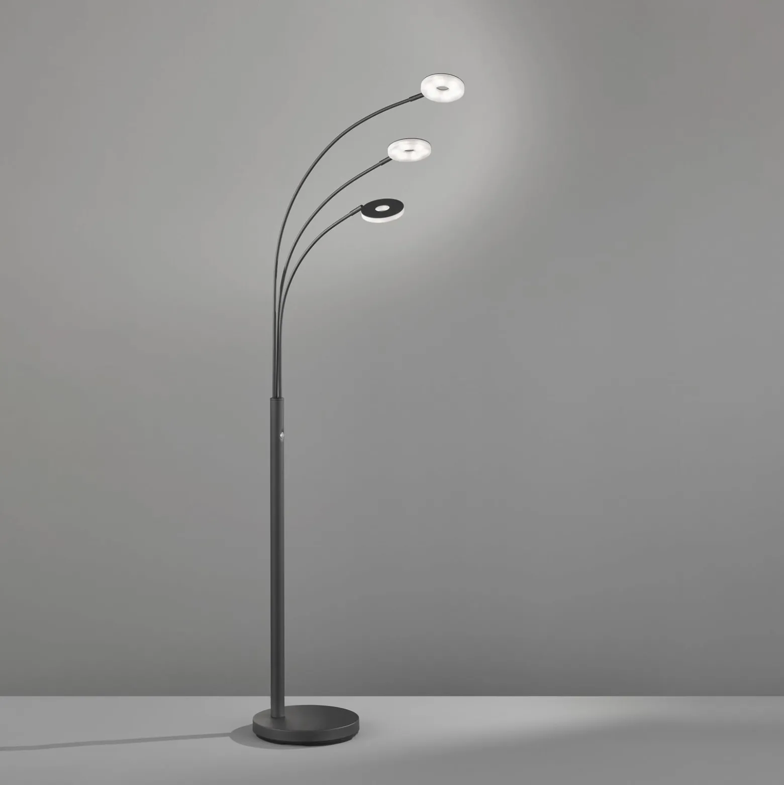 LED-lattiavalaisin Dent, musta, 185 cm, metalli, CCT, 3-valo.