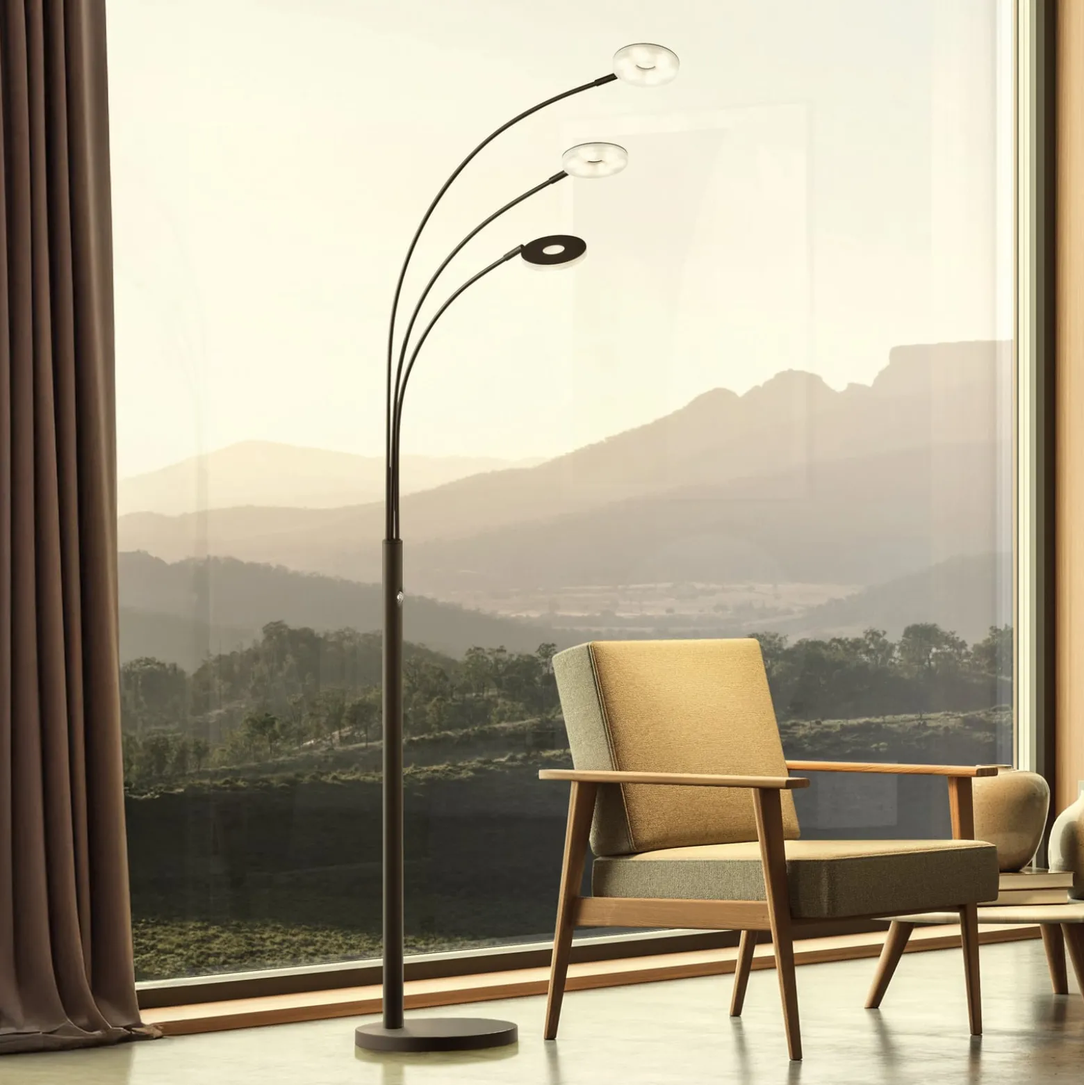 LED-lattiavalaisin Dent, musta, 185 cm, metalli, CCT, 3-valo.