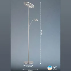 LED-lattiavalaisin Dent, nikkelin värinen, 180 cm, CCT, 2-lamppuinen