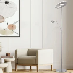 LED-lattiavalaisin Dent, nikkelin värinen, 180 cm, CCT, 2-lamppuinen