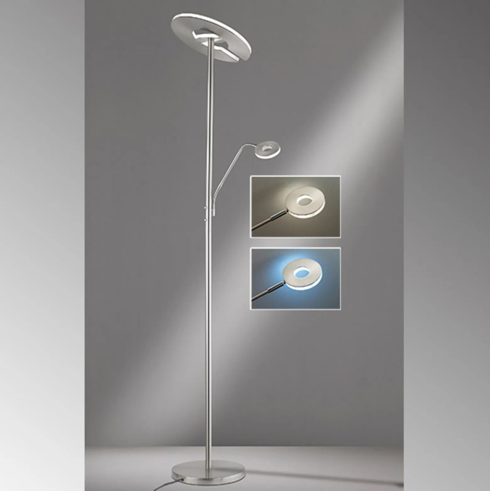 LED-lattiavalaisin Dent, nikkelin värinen, 180 cm, CCT, 2-lamppuinen