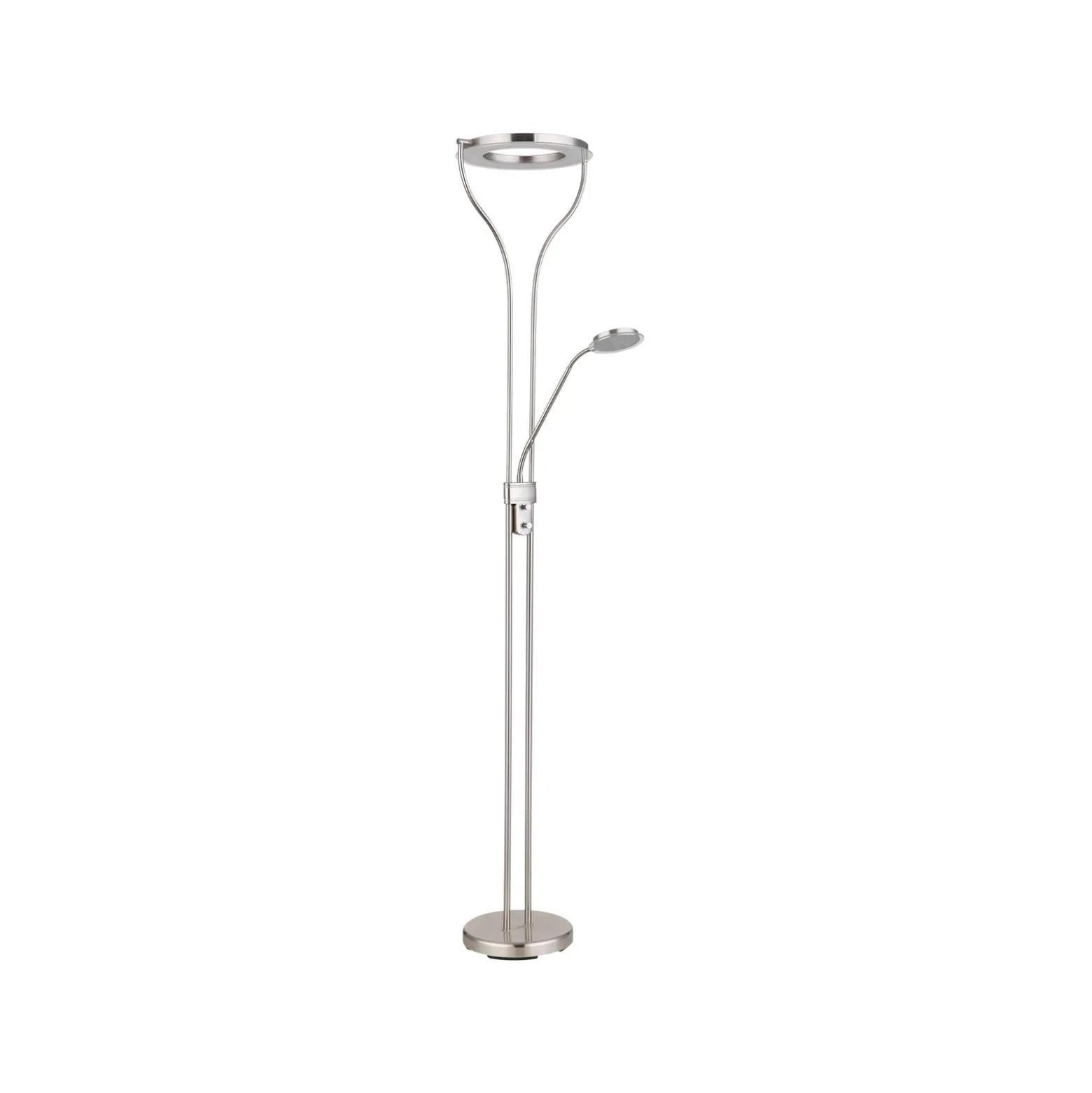 LED-lattiavalaisin Ebro, korkeus 194 cm, nikkelinvärinen, 2-valo.