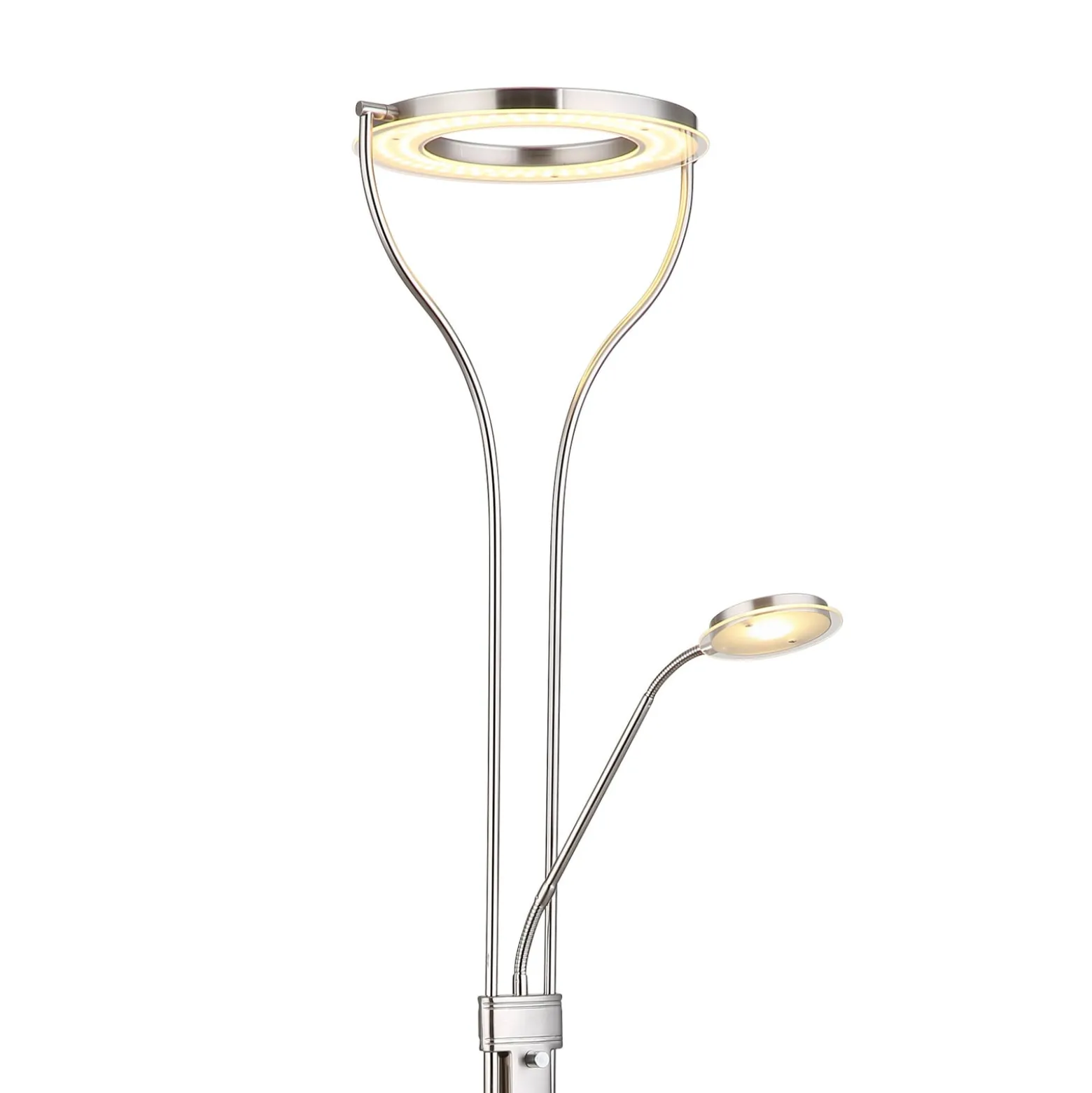 LED-lattiavalaisin Ebro, korkeus 194 cm, nikkelinvärinen, 2-valo.