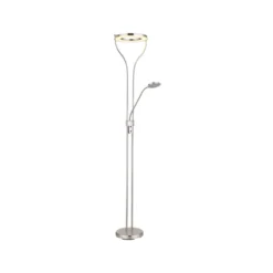LED-lattiavalaisin Ebro, korkeus 194 cm, nikkelinvärinen, 2-valo.
