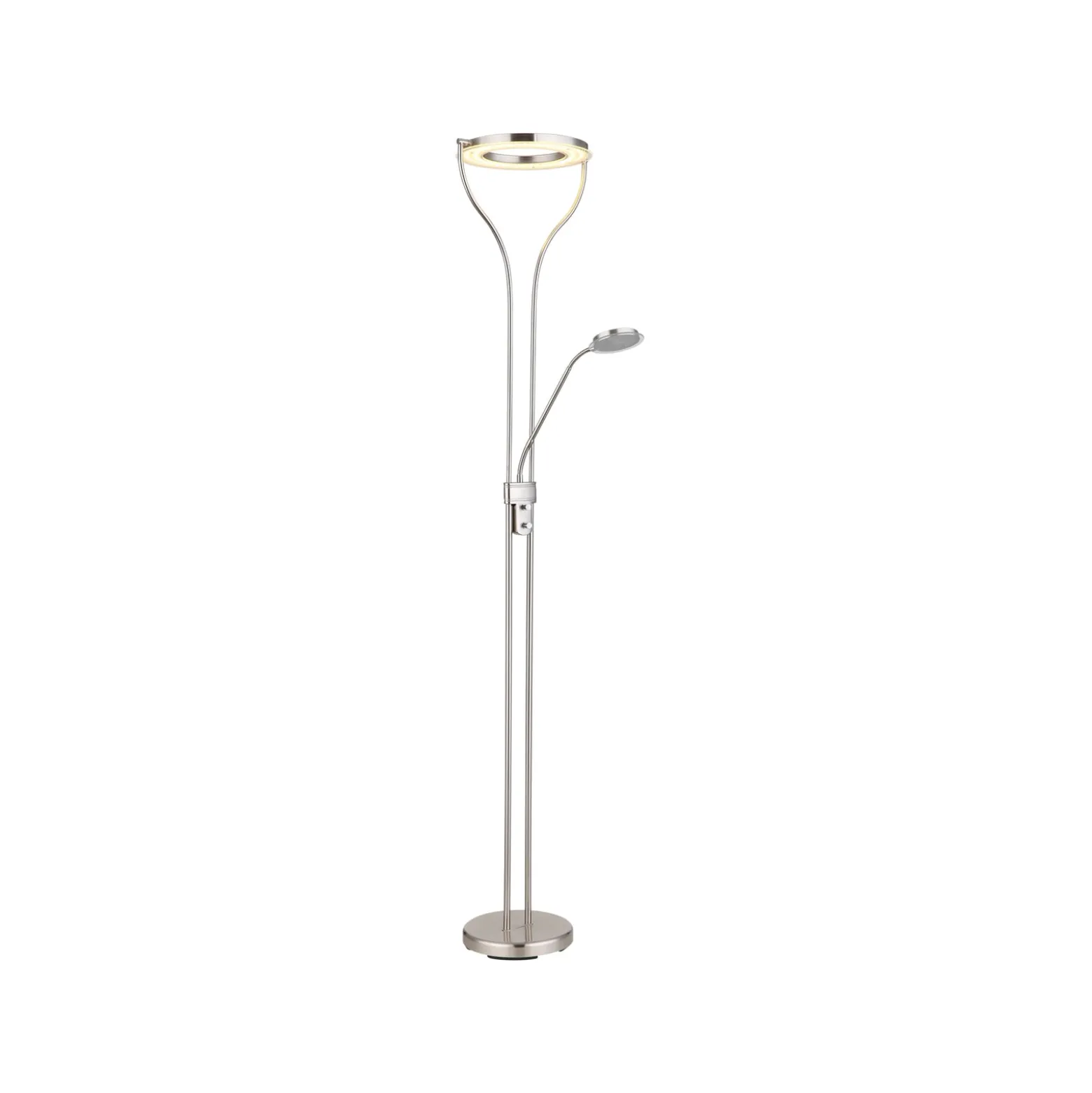 LED-lattiavalaisin Ebro, korkeus 194 cm, nikkelinvärinen, 2-valo.