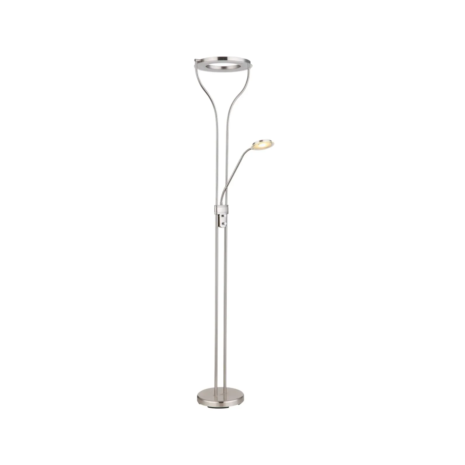 LED-lattiavalaisin Ebro, korkeus 194 cm, nikkelinvärinen, 2-valo.