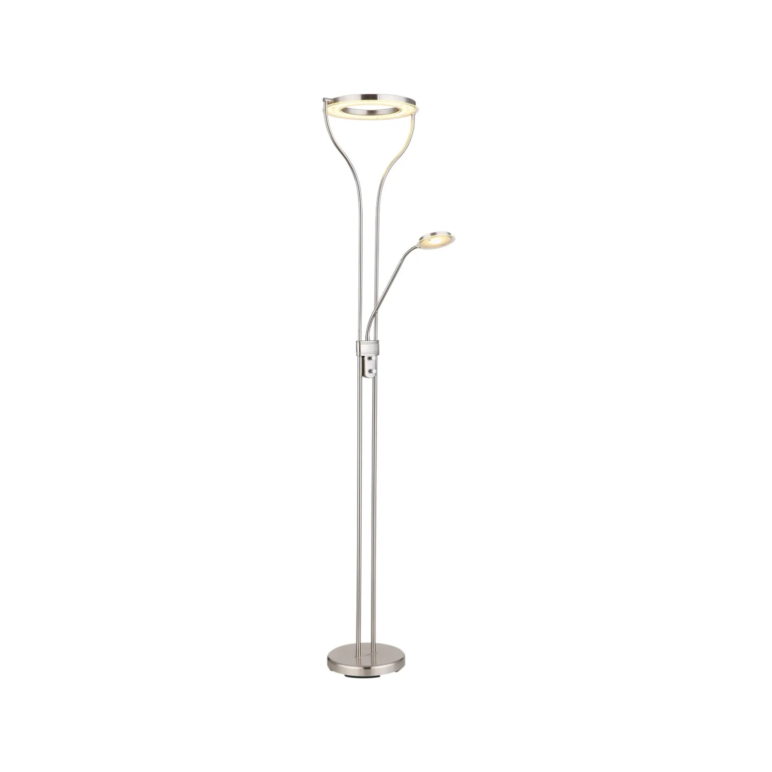 LED-lattiavalaisin Ebro, korkeus 194 cm, nikkelinvärinen, 2-valo.