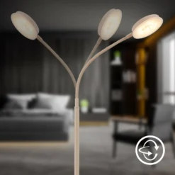 LED-lattiavalaisin Megg, beige, metalli, 3 000 K, kosketusdimmeri