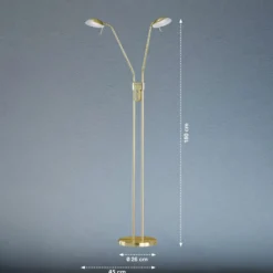 LED-lattiavalaisin Pool, messinginvärinen, korkeus 160 cm, 2-valo.