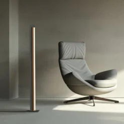 LED-lattiavalaisin PURE Lines, musta, puu, kaukosäädin, 140 cm