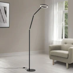 LED-lattiavalaisin Ringo, musta, metalli, säädettävä, himmennettävä