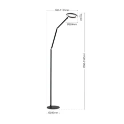 LED-lattiavalaisin Ringo, musta, metalli, säädettävä, himmennettävä