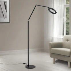 LED-lattiavalaisin Ringo, musta, metalli, säädettävä, himmennettävä