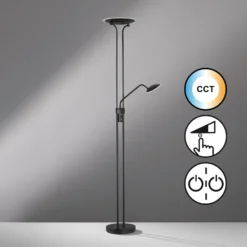 LED-lattiavalaisin Tallri, musta, 180 cm, 2-valo, metalli, CCT