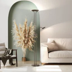 LED-lattiavalaisin Tallri, musta, 180 cm, 2-valo, metalli, CCT