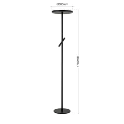 LED-lattiavalaisin Teide, musta, metalli, lukulamppu, himmennin