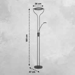 LED-lattiavalo Davos, musta, korkeus 180 cm, 2-lamppuinen, CCT