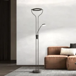 LED-lattiavalo Davos, musta, korkeus 180 cm, 2-lamppuinen, CCT