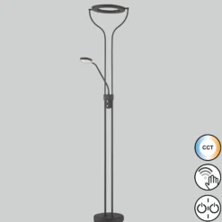 LED-lattiavalo Davos, musta, korkeus 180 cm, 2-lamppuinen, CCT