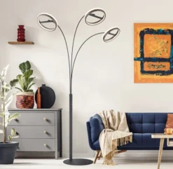 LED-lattiavalo Della, korkeus 190 cm, musta/tummanharmaa, 3-lamppuinen.