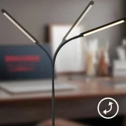 LED-lattiavalo Mura, musta, korkeus 170 cm, metalli, kosketusohjain