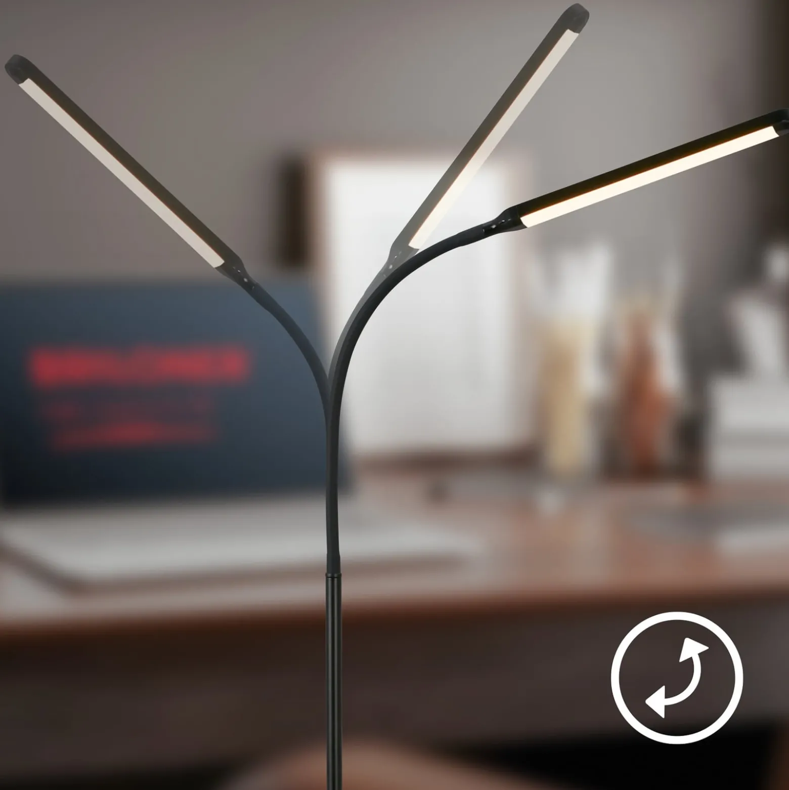 LED-lattiavalo Mura, musta, korkeus 170 cm, metalli, kosketusohjain