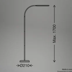 LED-lattiavalo Mura, musta, korkeus 170 cm, metalli, kosketusohjain