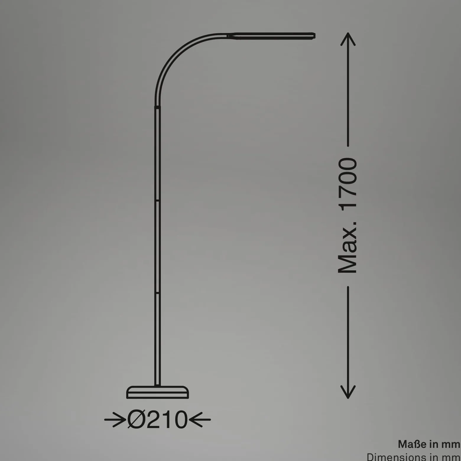 LED-lattiavalo Mura, musta, korkeus 170 cm, metalli, kosketusohjain