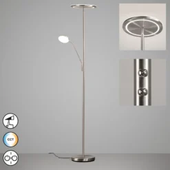 LED-lattiavalo Sorento nikkeli Korkeus 182 cm 2-lamppuinen CCT Touchdim