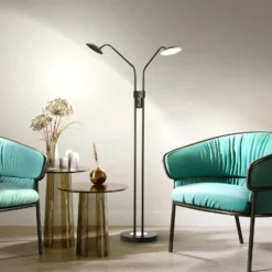 LED-lattiavalo Tallri musta korkeus 135 cm 2-lamppuinen CCT Touchdim