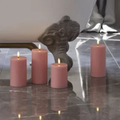 LED-lämpökynttilä Sille, vaaleanpunainen, vaha, 2 kpl, paristokäyttöinen