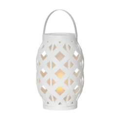LED-lyhty Flame Lantern, valkoinen, korkeus 23 cm