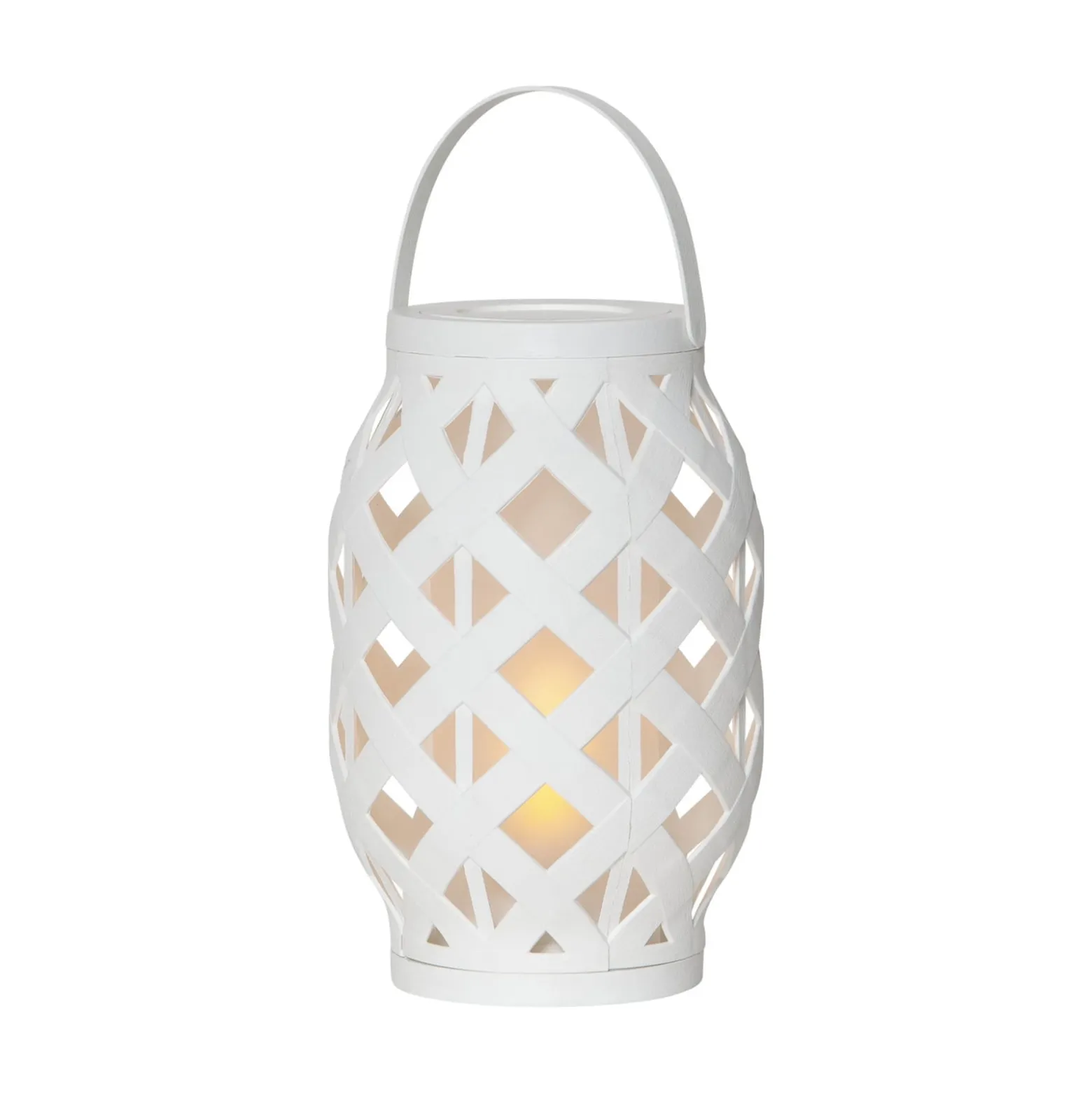 LED-lyhty Flame Lantern, valkoinen, korkeus 23 cm