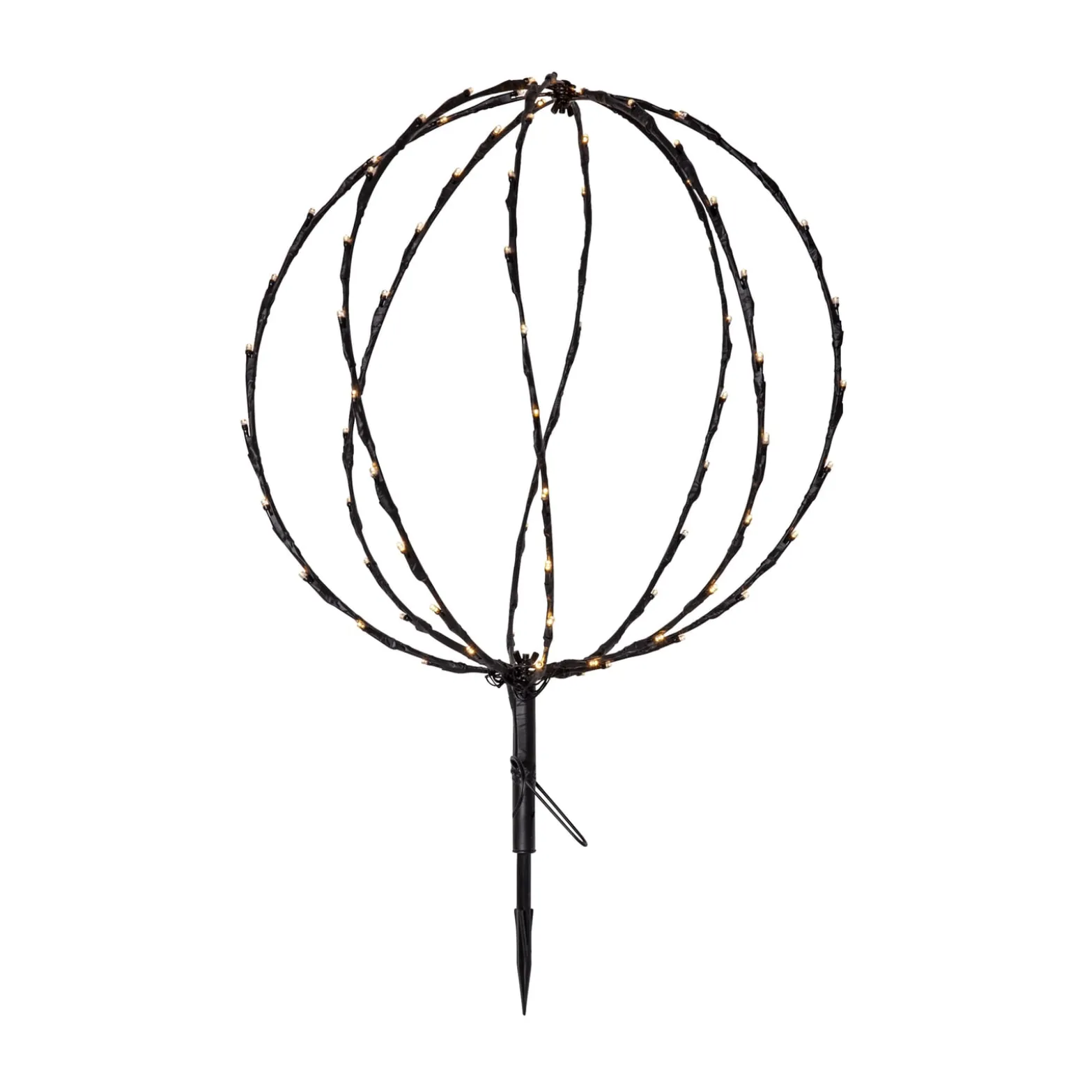 LED-maapiikkivalaisin Sphere, Ø 40 cm, musta metalliparisto
