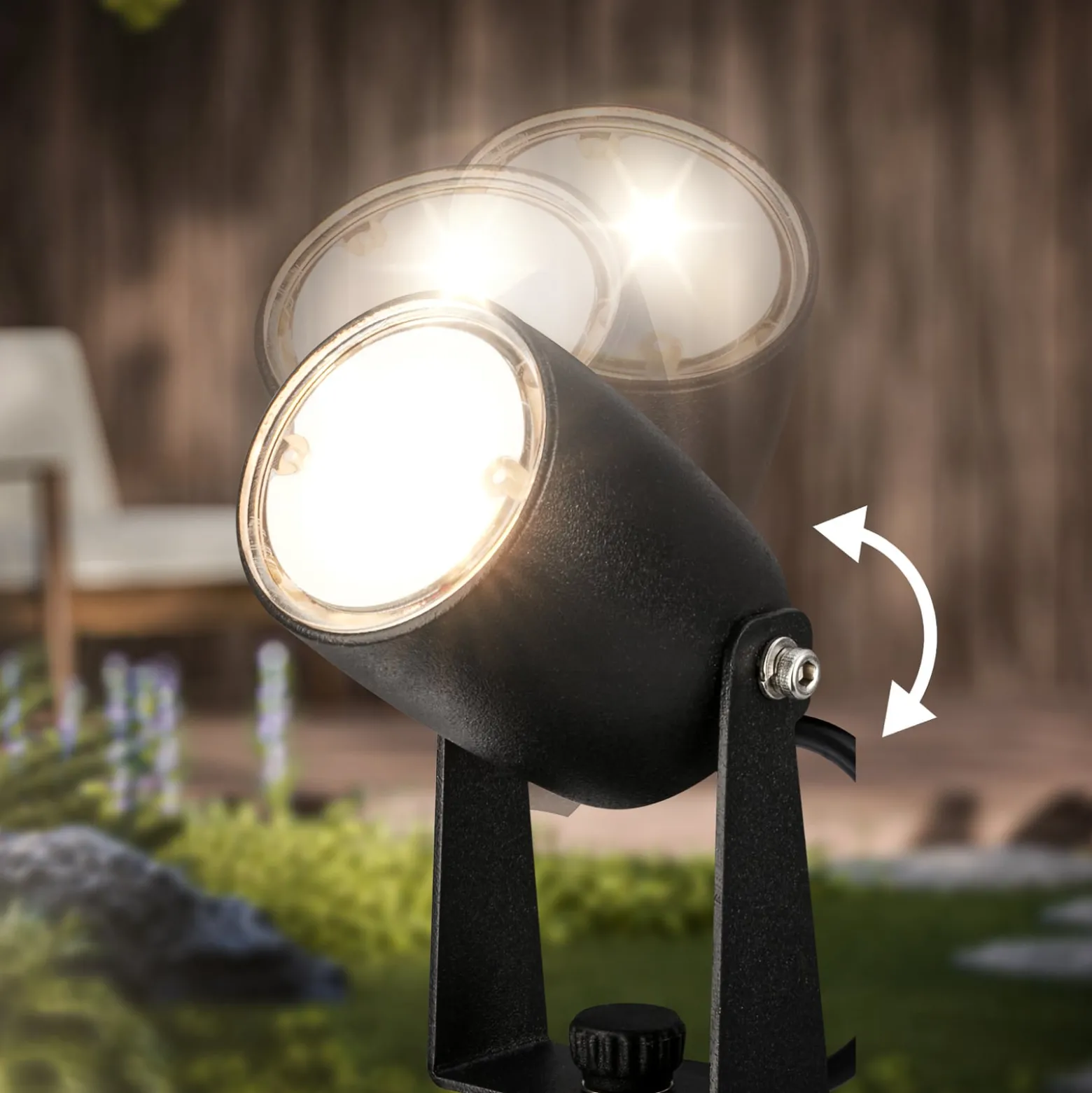 LED-maapiikkivalaisin 3927035 12 V käynnistyssarja 3 kpl, musta Ø 4 cm