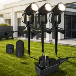 LED-maapiikkivalaisin 3927035 12 V käynnistyssarja 3 kpl, musta Ø 4 cm