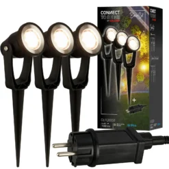 LED-maapiikkivalaisin 3918035 12 V käynnistyssarja 3 kpl, musta, Ø 5 cm