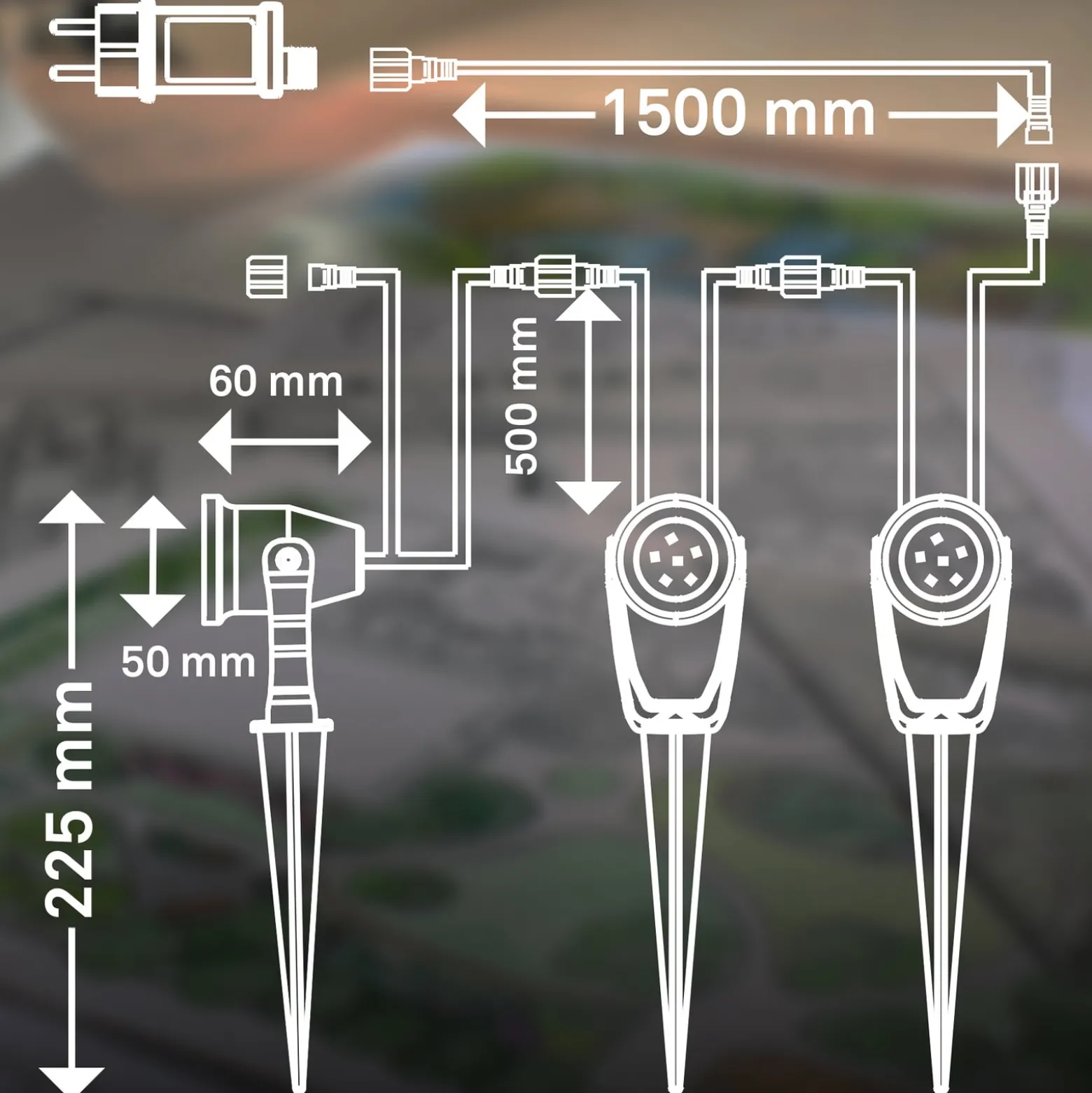 LED-maapiikkivalaisin 3918035 12 V käynnistyssarja 3 kpl, musta, Ø 5 cm