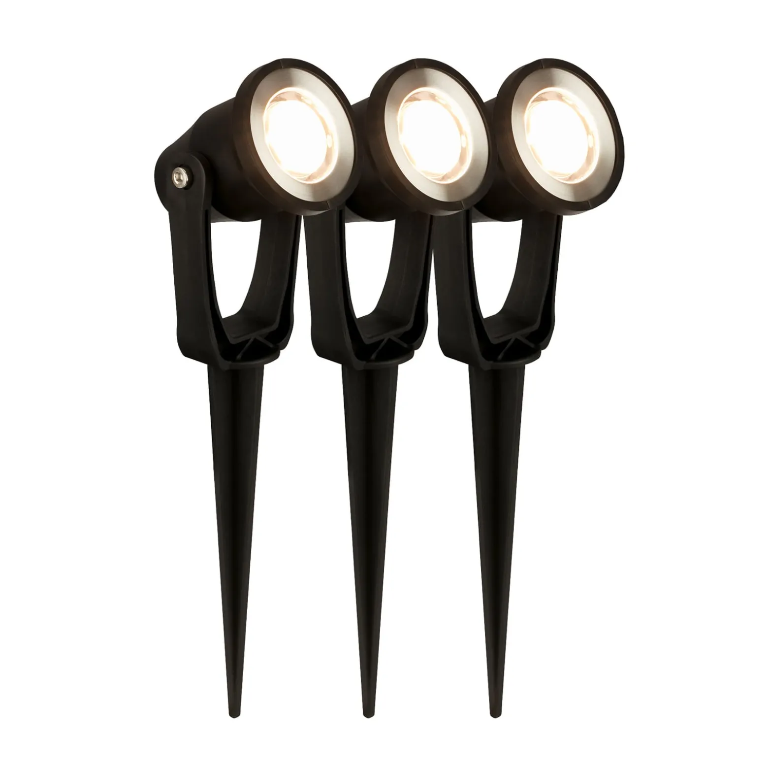 LED-maapiikkivalaisin 3918035 12 V käynnistyssarja 3 kpl, musta, Ø 5 cm