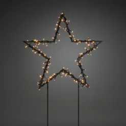 LED-metallitähti, musta, maakiinnikkeillä