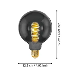 LED-pallo E27 G125 4W hehkulanka musta-läpinäkyvä