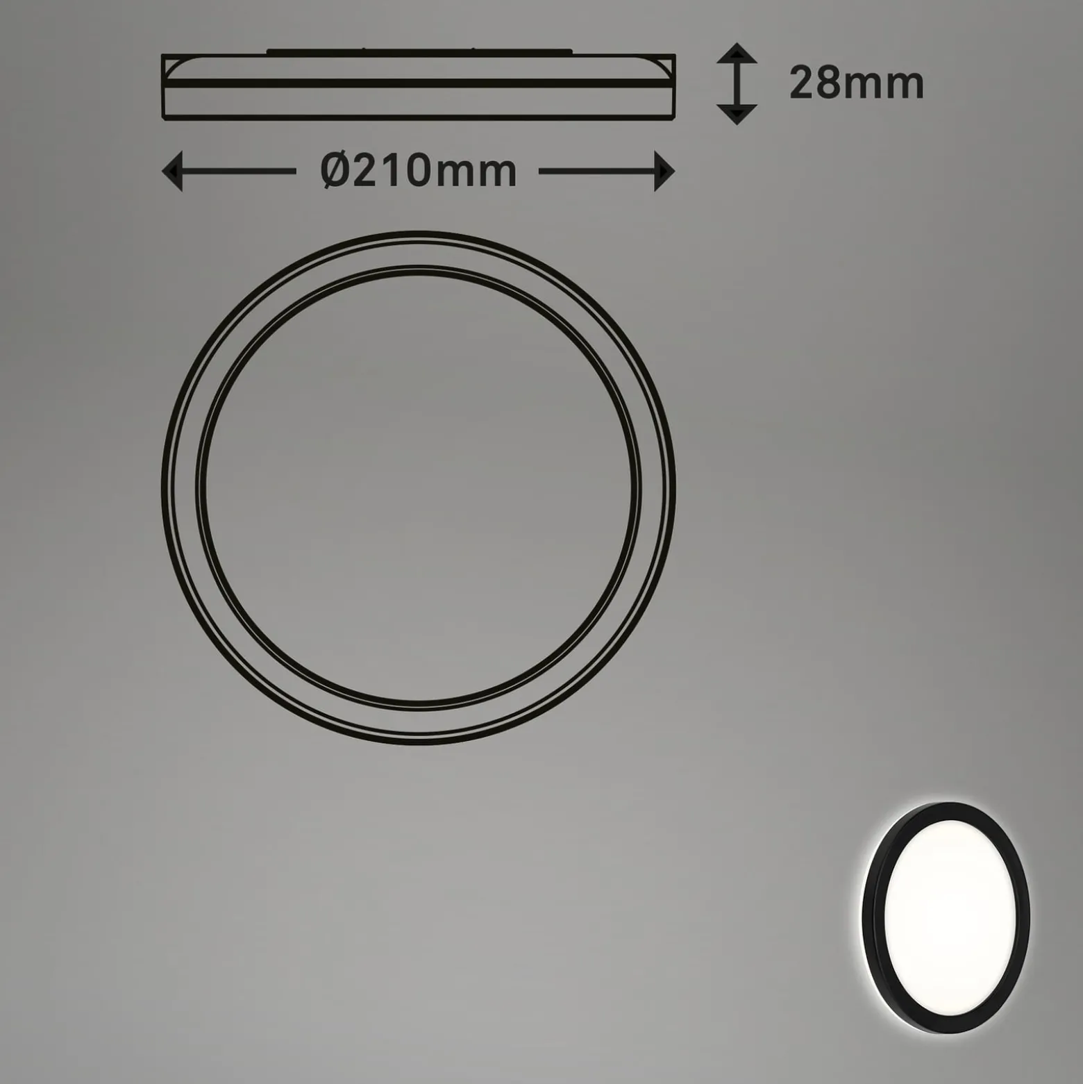 LED-paneeli Frankfurt, pyöreä, Ø21 cm, IP44, musta