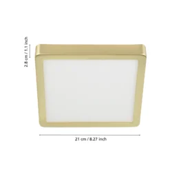 LED-pinta-asennuspaneeli Fueva 5 IP20 830 messinki 21x21cm